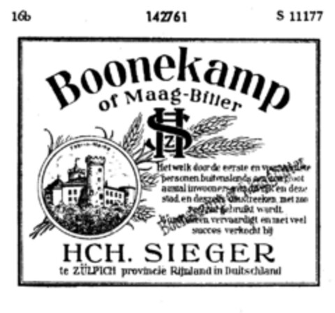 Boonekamp of Maag-Bitter Logo (DPMA, 03/13/1911)