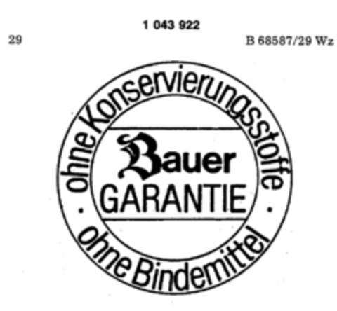 Bauer GARANTIE Logo (DPMA, 06.08.1981)