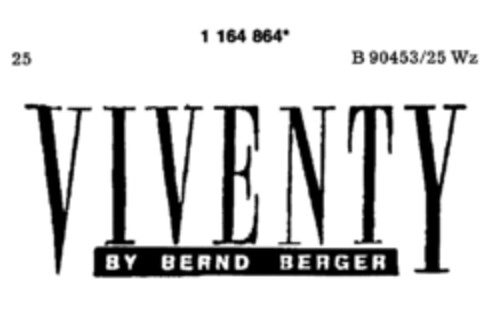 VIVENTY BY BERND BERGER Logo (DPMA, 28.07.1990)