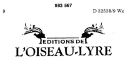 EDITIONS DE L`OISEAU-LYRE Logo (DPMA, 08/17/1978)