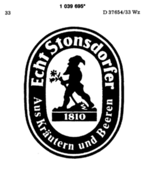 Echt Stonsdorfer Aus Kräutern und Beeren 1810 Logo (DPMA, 06.08.1982)