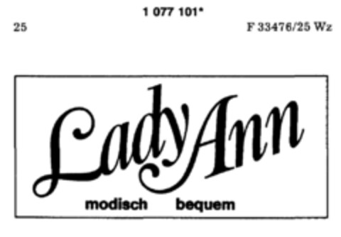 Lady Ann modisch bequem Logo (DPMA, 22.03.1985)