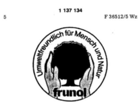 frunol Umweltfreundlich für Mensch und Umwelt Logo (DPMA, 06/30/1988)