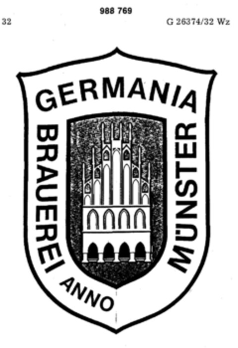 GERMANIA MÜNSTER BRAUEREI Logo (DPMA, 23.11.1978)