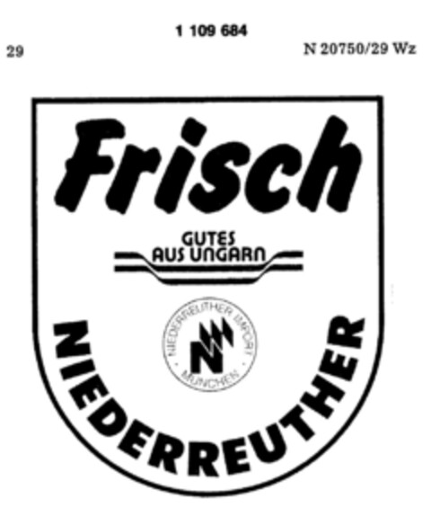 Frisch GUTES AUS UNGARN Logo (DPMA, 12/19/1986)