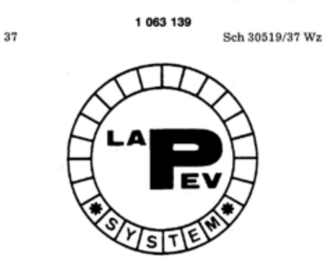 LA PEV SYSTEM Logo (DPMA, 01.09.1983)