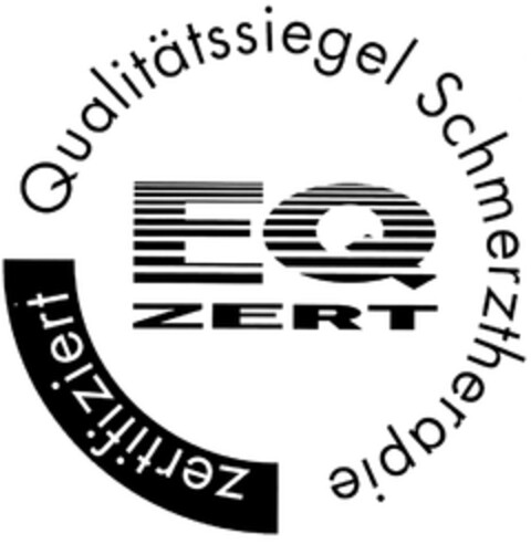 Zertifizert Qualitätssiegel Schmerztherapie EQ ZERT Logo (DPMA, 06.05.2011)