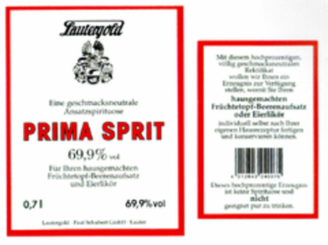 Lautergold PRIMA SPRIT Logo (DPMA, 06.10.1998)