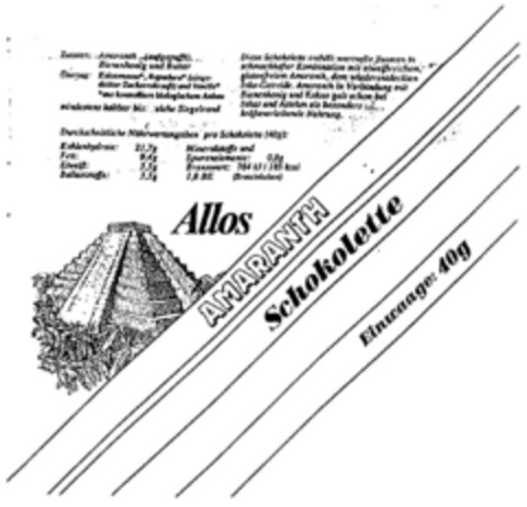 Allos AMARANTH Schokolette Logo (DPMA, 15.12.1989)