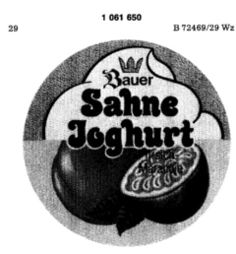 Bauer Sahne Joghurt Pfirsich Maracuja Logo (DPMA, 25.05.1983)