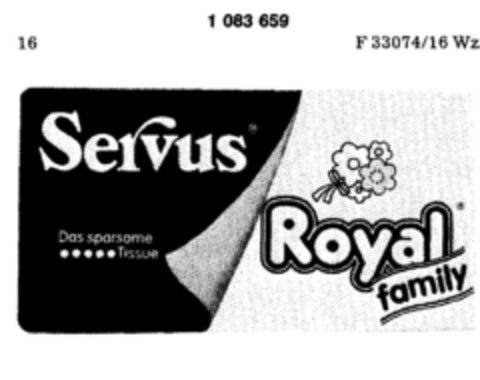 Servus Royal family Das sparsame Tissue Logo (DPMA, 17.10.1984)