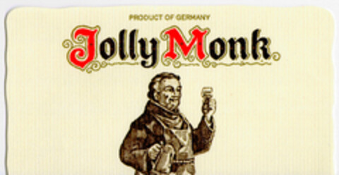 Jolly Monk PRODUCT OF GERMANY Logo (DPMA, 30.04.1986)