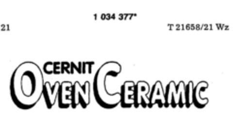 CERNIT OVEN CERAMIC Logo (DPMA, 30.03.1982)