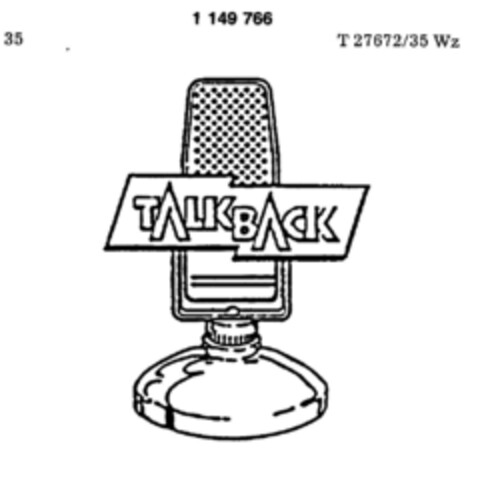 TALK BACK Logo (DPMA, 01.06.1988)