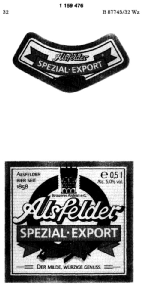 Alsfelder SPEZIAL-EXPORT DER MILDE, WÜRZIGE GENUSS Logo (DPMA, 07/06/1989)