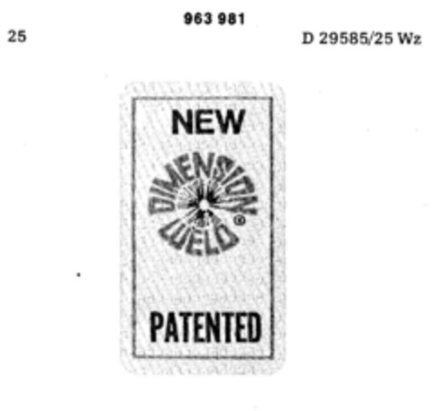 DIMENSION WELD Logo (DPMA, 11.06.1975)