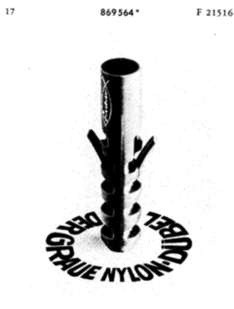 fischer DER GRAUE NYLON-DÜBEL Logo (DPMA, 04.04.1970)