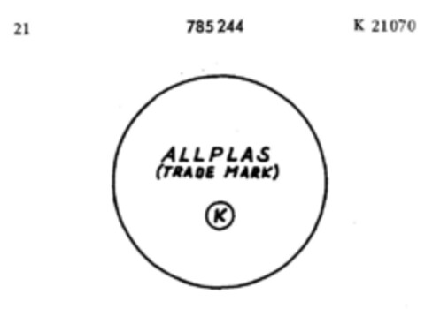 ALLPLAS (TRADE MARK) K Logo (DPMA, 18.01.1963)