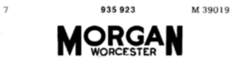 MORGAN WORCESTER Logo (DPMA, 03/28/1974)