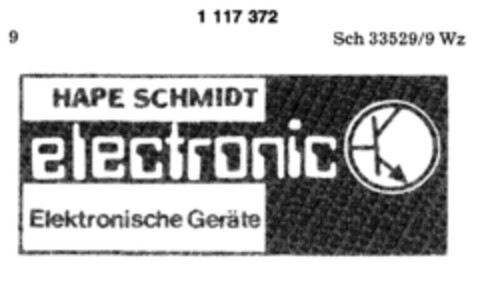 HAPE SCHMIDT electronic Elektronische Geräte Logo (DPMA, 30.06.1987)