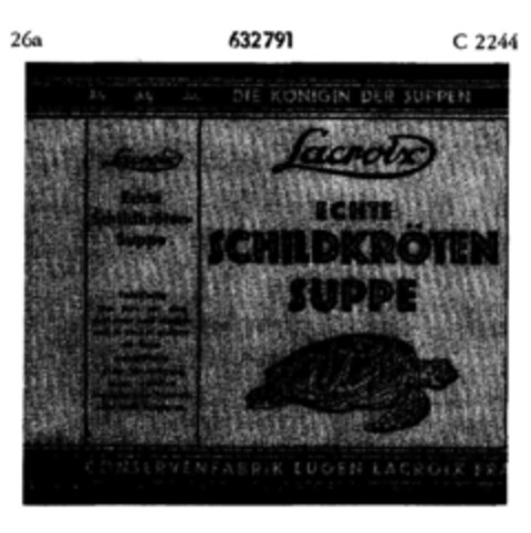 Lacroix ECHTE SCHILDKRÖTEN SUPPE Logo (DPMA, 11.02.1952)