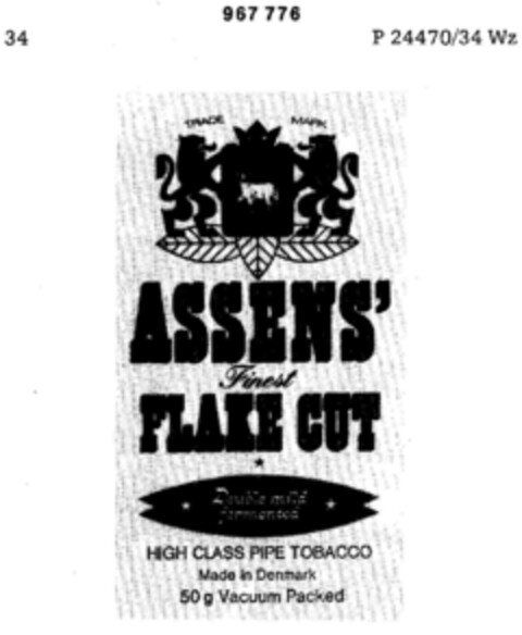 ASSENS FLAKE CUT Logo (DPMA, 10.03.1977)