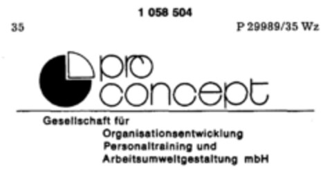 pro concept Gesellschaft für Organisationsentwicklung Personaltraining und Arbeitsumweltgestaltung mbH Logo (DPMA, 01/31/1983)