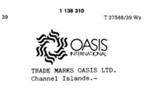 OASIS INTERNATIONAL TRADE MARKS OASIS LTD. Channel Islands.- Logo (DPMA, 05.05.1988)