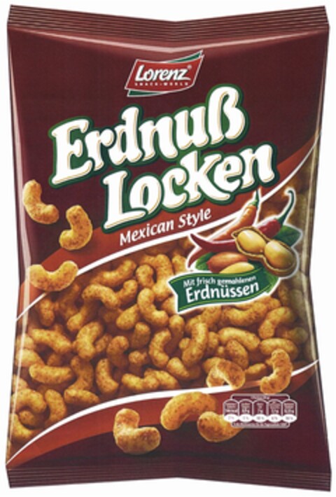 Lorenz SNACK-WORLD Erdnuß Locken Mexican Style Mit frisch gemahlenen Erdüssen Logo (DPMA, 02.07.2012)