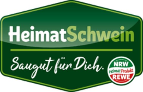 HeimatSchwein Saugut für Dich. NRW HeimatProdukt REWE Logo (DPMA, 30.04.2021)