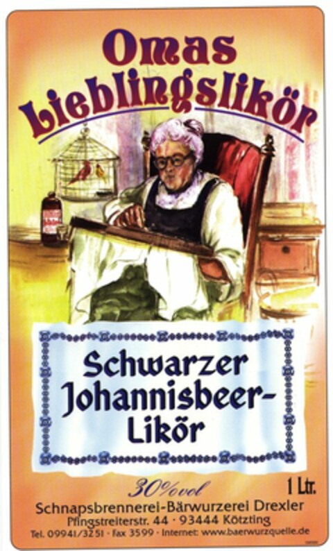 Omas Lieblingslikör Schwarzer Johannisbeer-Likör Logo (DPMA, 14.07.2006)