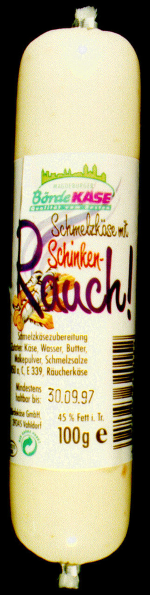 BördeKÄSE Schmelzkäse mit Schinken-Rauch! Logo (DPMA, 12.04.1997)