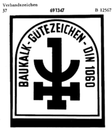 BAUKALK - GÜTEZEICHEN - DIN 1060 Logo (DPMA, 08/11/1955)