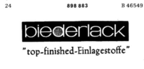 biederlack "top-finished-Einlagestoffe" Logo (DPMA, 15.07.1971)