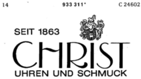 CHRIST UHREN UND SCHMUCK Logo (DPMA, 26.02.1975)