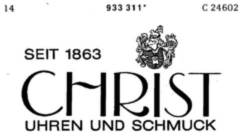 CHRIST UHREN UND SCHMUCK Logo (DPMA, 02/26/1975)