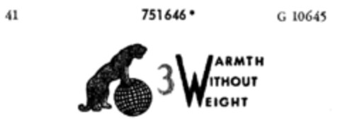 WARMTH WITHOUT WEIGHT Logo (DPMA, 15.05.1961)