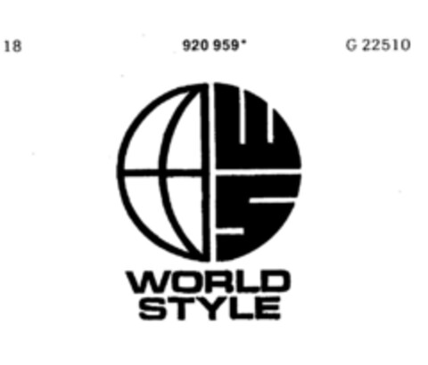 WS WORLD STYLE Logo (DPMA, 19.06.1973)
