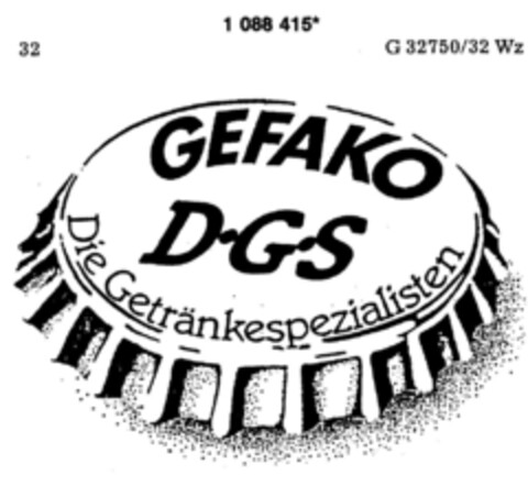 GEFAKO D G S Die Getränkespezialisten Logo (DPMA, 11.11.1985)