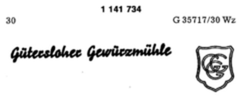 Gütersloher Gewürzmühle Logo (DPMA, 07/15/1988)