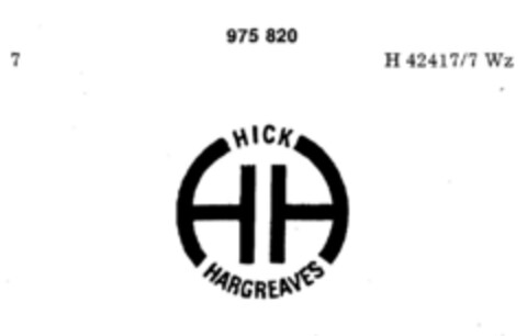 HICK HARGREAVES Logo (DPMA, 22.11.1976)