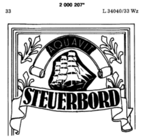 AQUAVIT STEUERBORD Logo (DPMA, 22.11.1990)