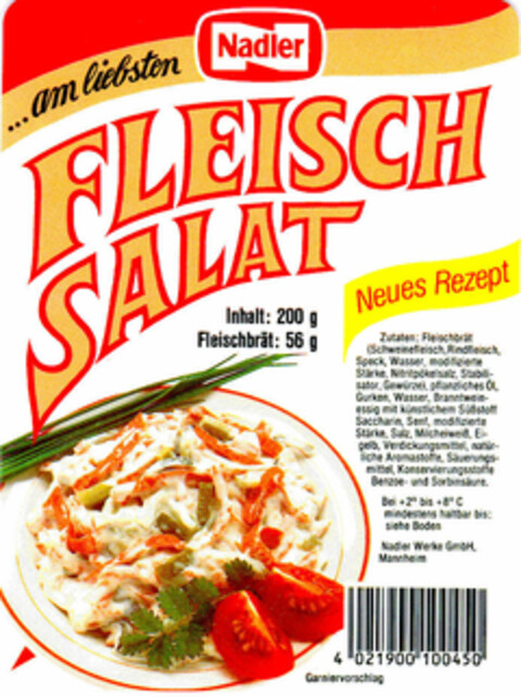 ...am liebsten Nadler FLEISCH SALAT Logo (DPMA, 01/14/1989)