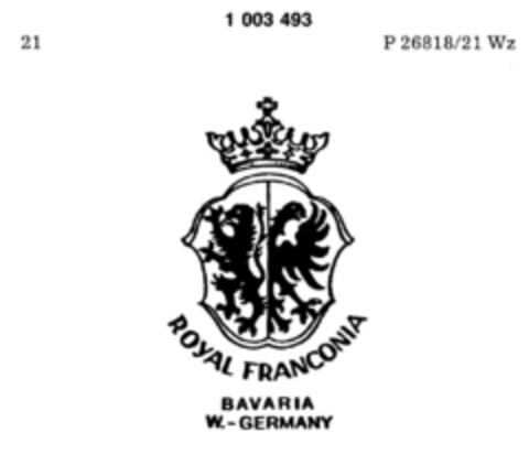 ROYAL FRANCONIA BAVARIA W.-GERMANY Logo (DPMA, 10/04/1979)