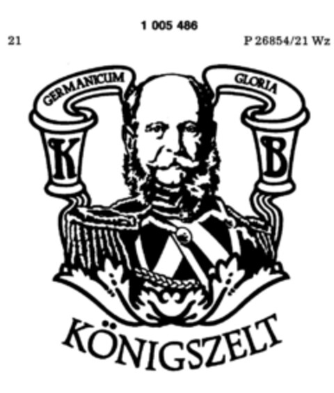 KÖNIGSZELT GERMANICUM GLORIA K B Logo (DPMA, 20.10.1979)