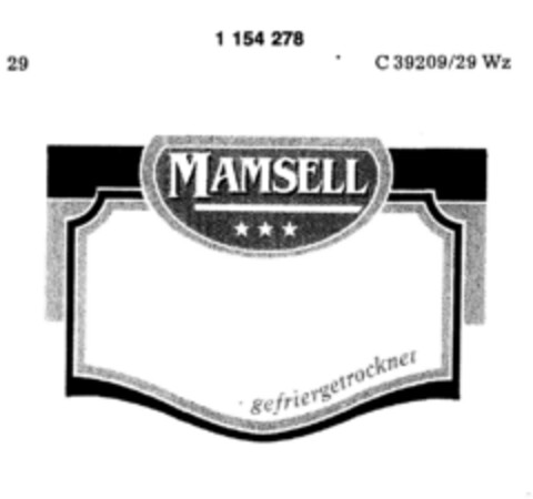 MAMSELL gefriergetrocknet Logo (DPMA, 08.06.1989)