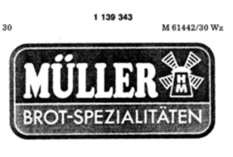 MÜLLER BROT-SPEZIALITÄTEN Logo (DPMA, 21.09.1987)