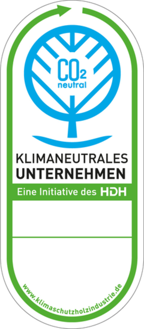 C02 neutral KLIMANEUTRALES UNTERNEHMEN Eine Initiative des HDH www. klimaschutzholzindustrie.de Logo (DPMA, 12/15/2021)