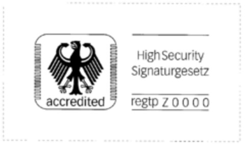 accredited High Security Signaturgesetz regtp Z 0000 Logo (DPMA, 22.02.2002)