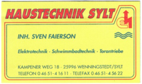 HAUSTECHNIK SYLT Logo (DPMA, 18.10.2005)